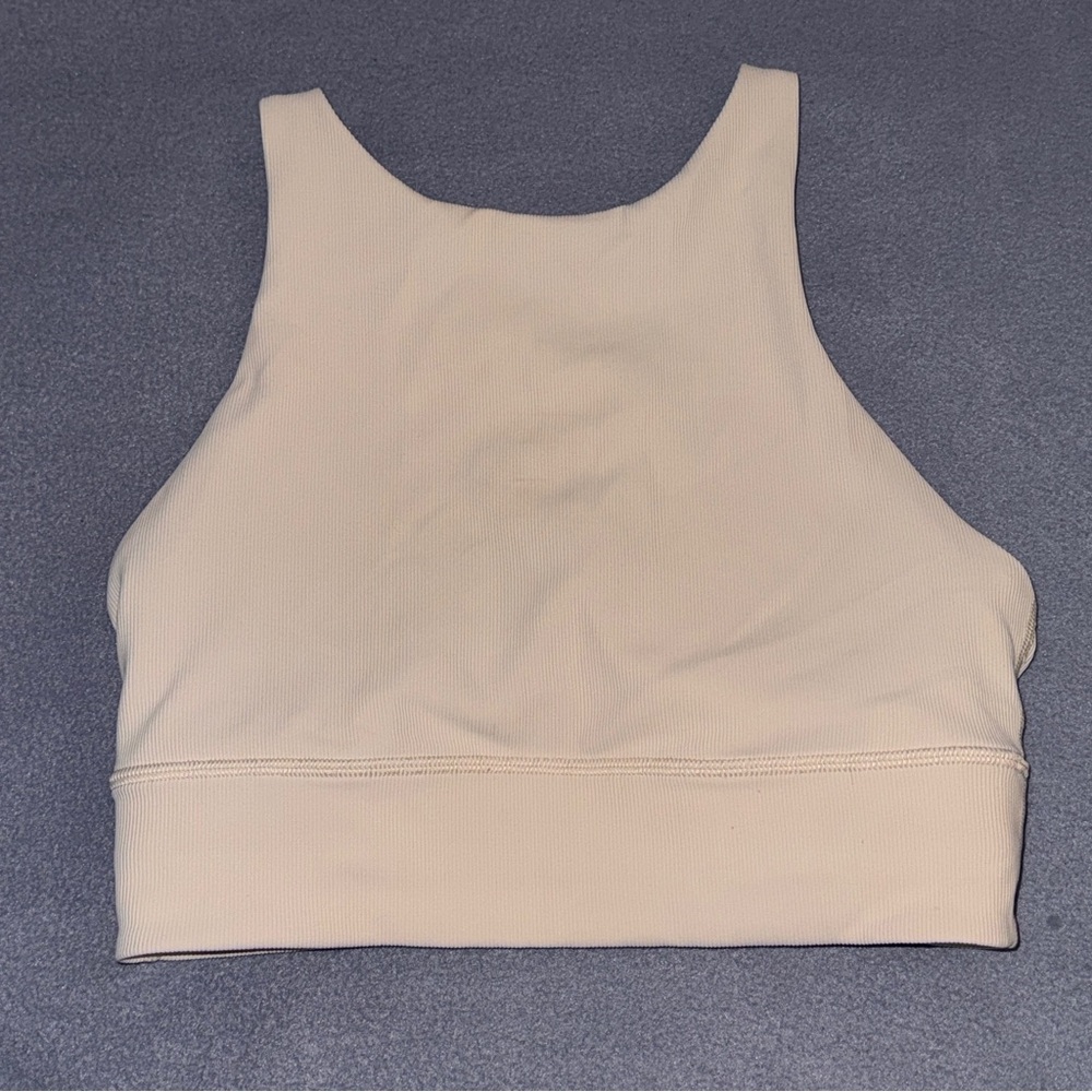 Lululemon Medium Support High Neck Cream Off White Sports Bra Fitness Top - Picture 4 of 9
